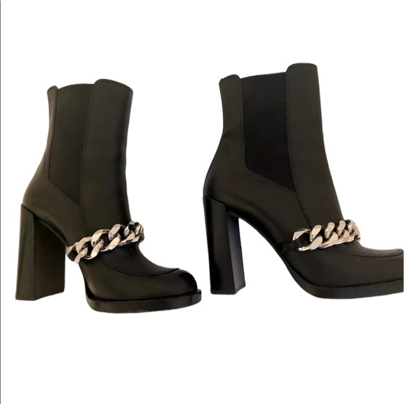 Givenchy black chain link booties with block heel and elastic side - size 37 - Picture 4 of 8